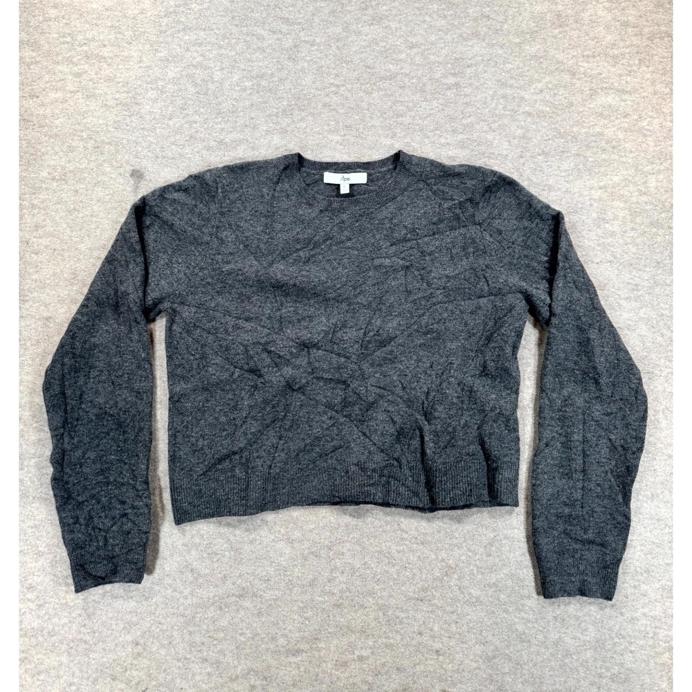 Ripe Sweater Womens Large Gray Crew Neck Ribbed Trim Long Sleeve Winter Pullover